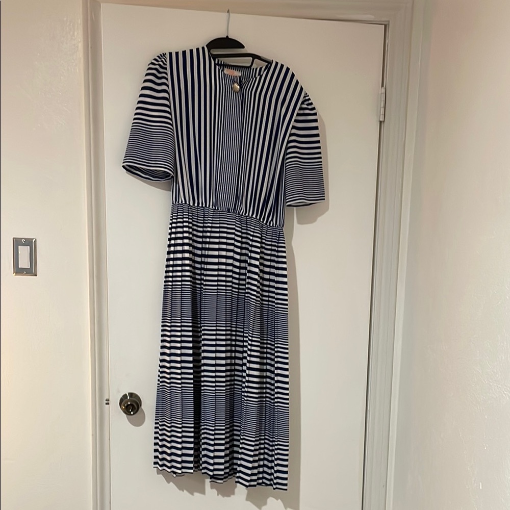 Vintage Lady Carol of New York Navy and White Striped Midi Dress